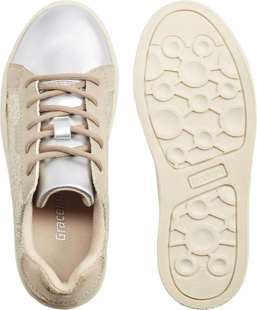 Beige Glitter Sneakers, , large image number 4