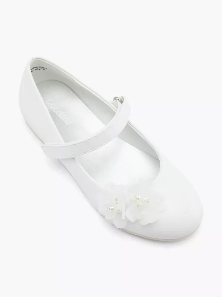 White Strap Detail Ballerinas, Kids Girls, , large image number 1