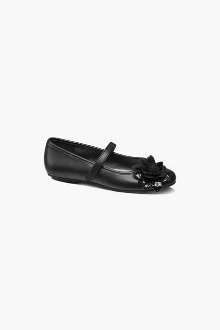 Black Ballerinas With A Flower Design, Kids Girl, , large image number 0