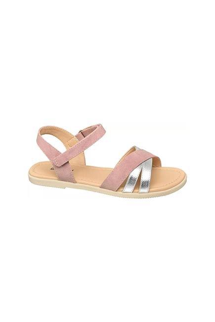 Pink Velcro Strap Sandals, Kids Girls, , large image number 0