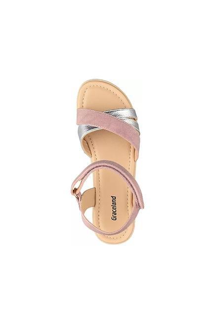 Pink Velcro Strap Sandals, Kids Girls, , large image number 1