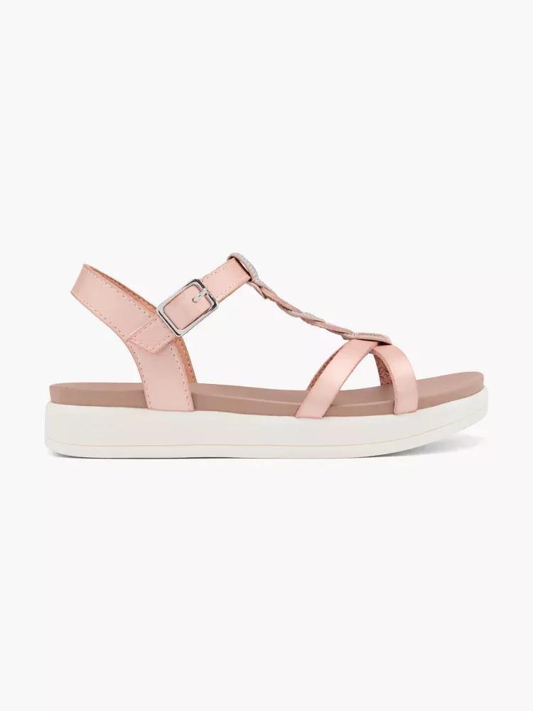 Pink Strap Detail Sandals, Kids Girls, , large image number 0