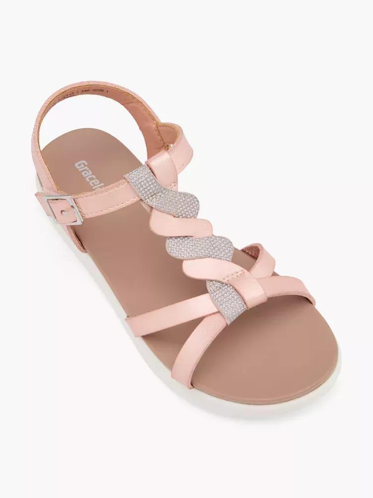 Pink Strap Detail Sandals, Kids Girls, , large image number 1
