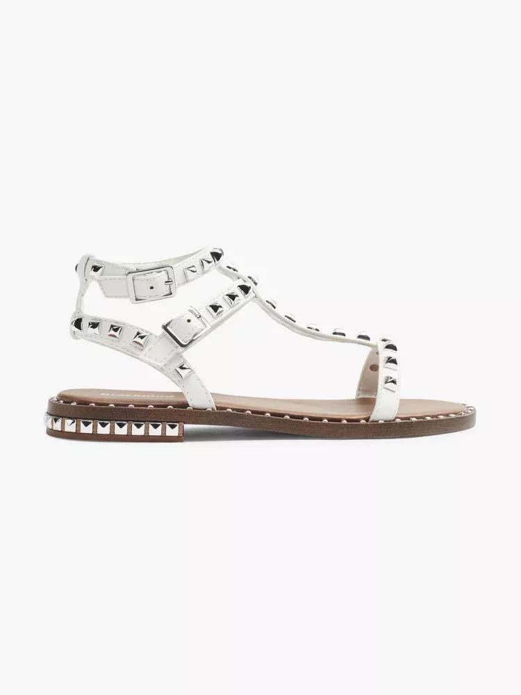 White Strappy Studded Sandals, Kids Girls, , large image number 0
