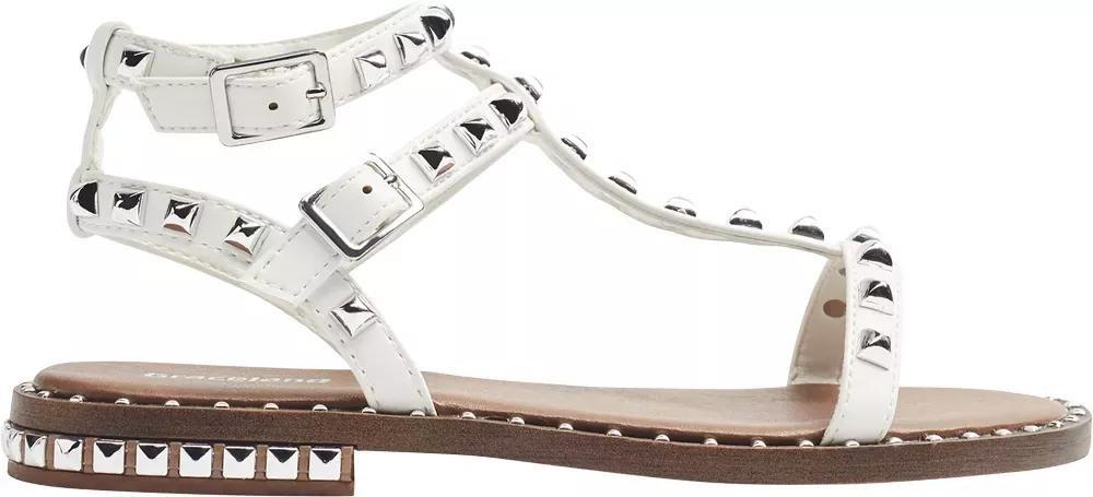 White Strappy Studded Sandals, Kids Girls, , large image number 2
