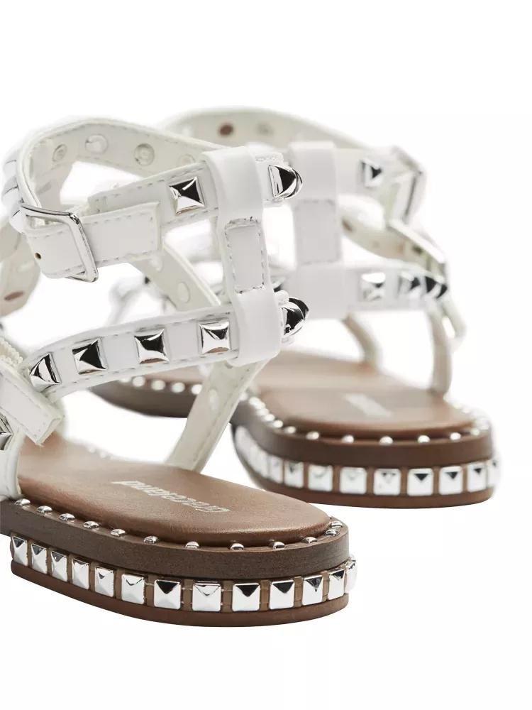White Strappy Studded Sandals, Kids Girls, , large image number 5