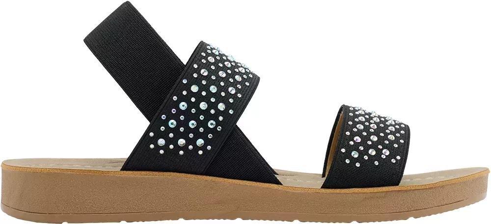 Black Gem Detail Sandals, Kids Girls, , large image number 1
