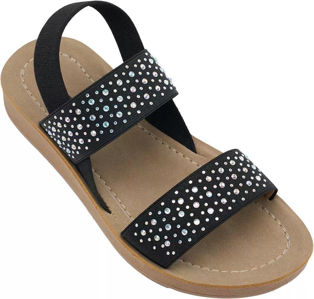 Black Gem Detail Sandals, Kids Girls, , large image number 3