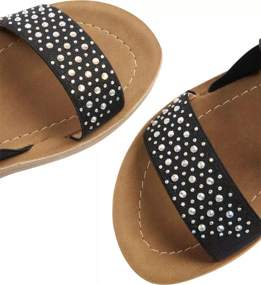 Black Gem Detail Sandals, Kids Girls, , large image number 6