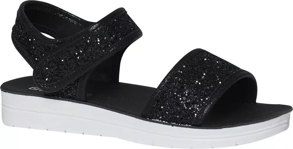 Black Sparkly Sandal, Kids Girls, , large image number 0