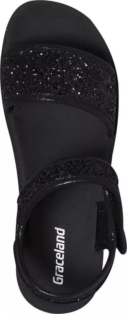 Black Sparkly Sandal, Kids Girls, , large image number 1