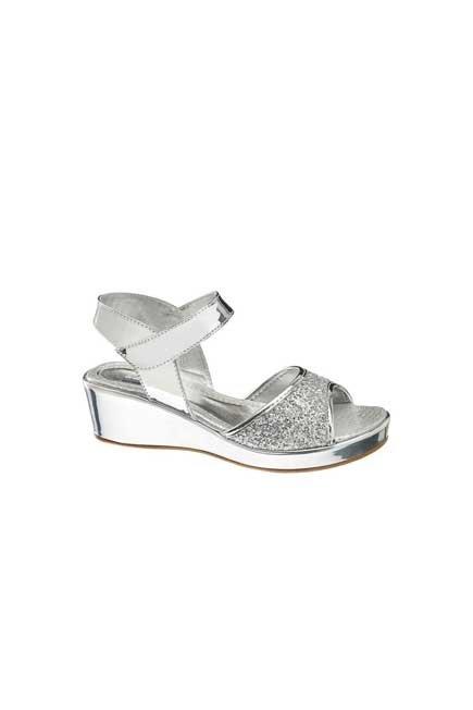 Metallic Silver Heeled Sandals With Glitter, Kids Girl, , large image number 0