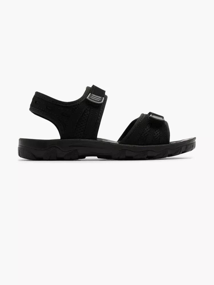 Black Strap Detail Sandals, Kids Girls, , large image number 0