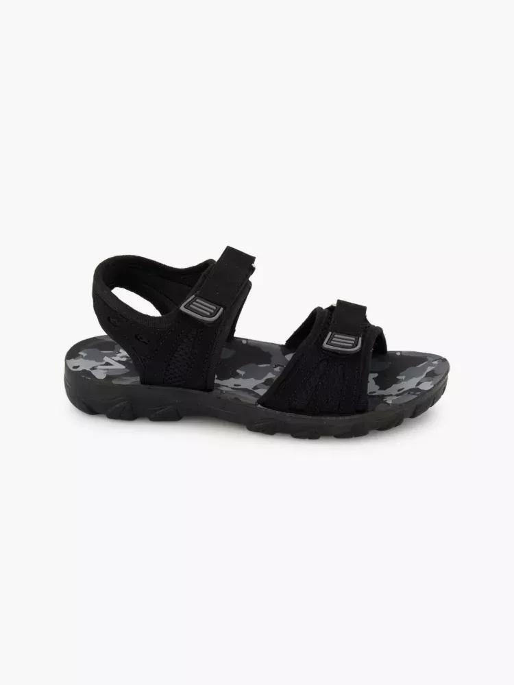 Black Strap Detail Sandals, Kids Girls, , large image number 1