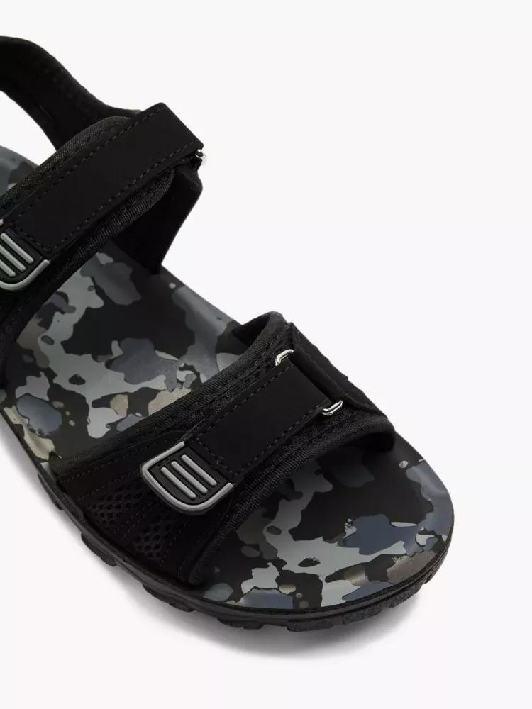 Black Strap Detail Sandals, Kids Girls, , large image number 5