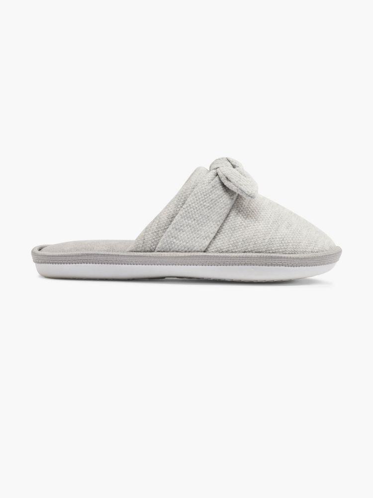 Grey Bow Indoor Slippers, , large image number 0