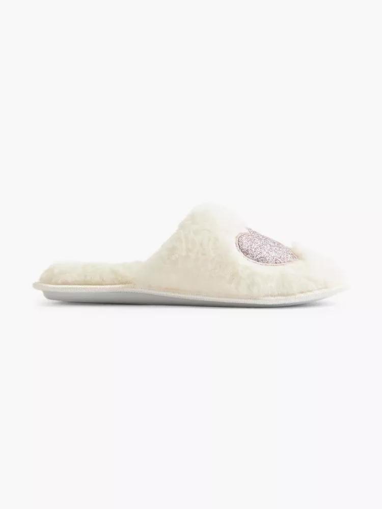 White Heart Details Home Slippers, , large image number 0
