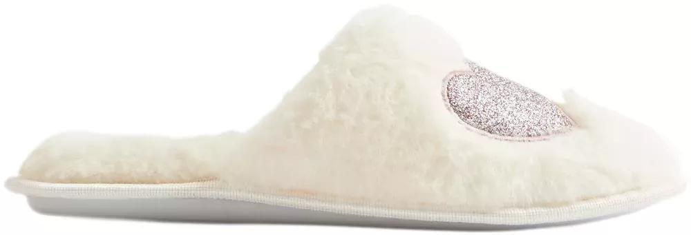 White Heart Details Home Slippers, , large image number 1