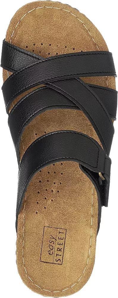 Black Leather Open Toe Slippers, , large image number 1
