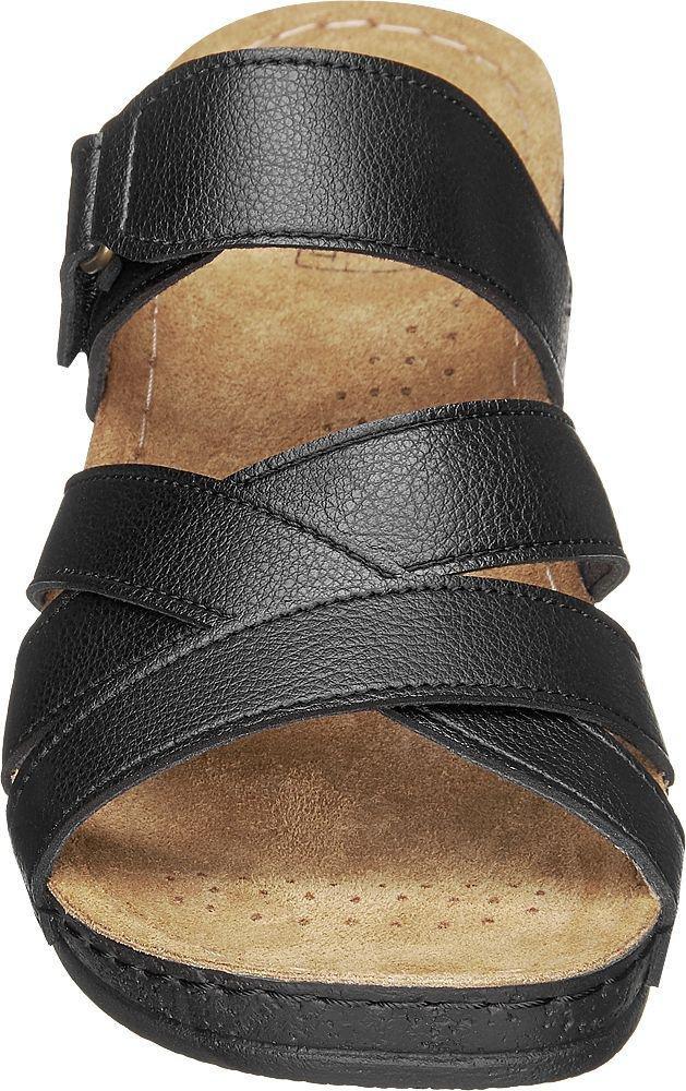 Black Leather Open Toe Slippers, , large image number 2