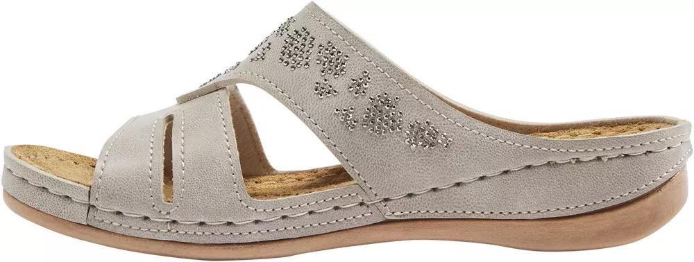 Grey Leather Open Toe Slippers, , large image number 3