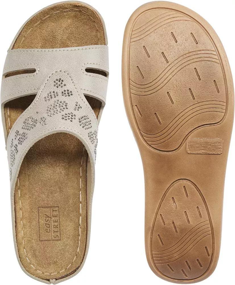 Grey Leather Open Toe Slippers, , large image number 4