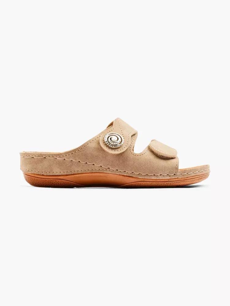 Beige Strap Detail Slippers, , large image number 0