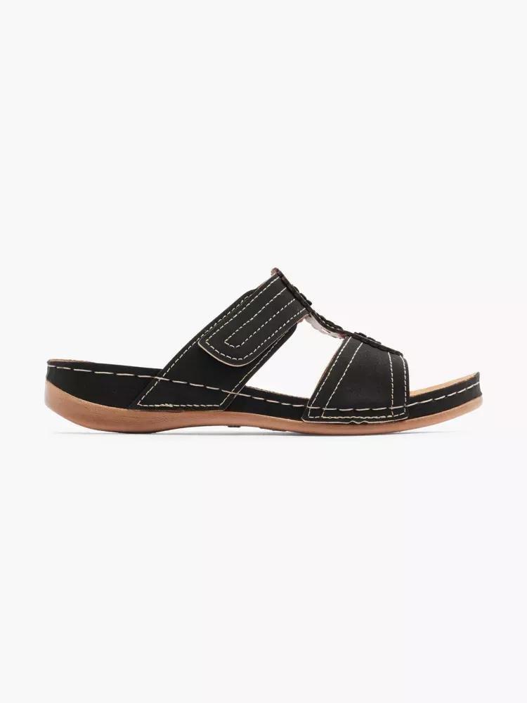 Black Embroidery Slippers, , large image number 0