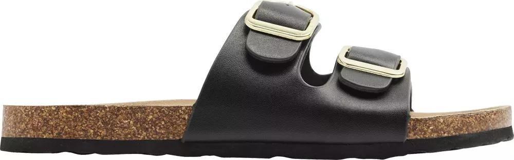 Black Buckle Detail Slides, , large image number 1