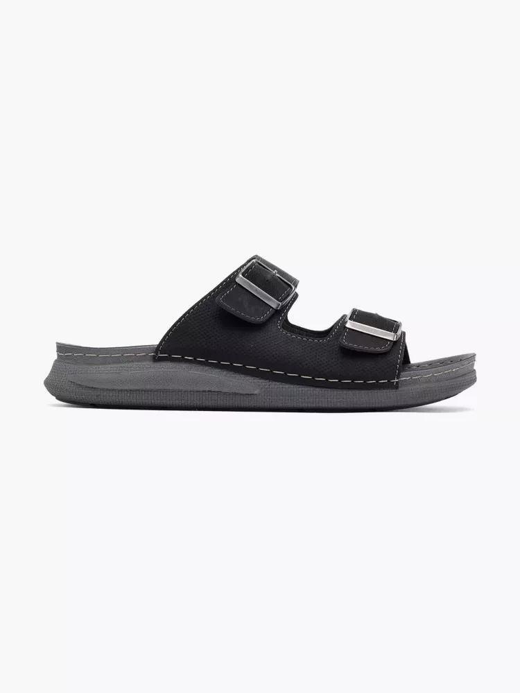 Black Solid Adjustable Slippers, , large image number 0