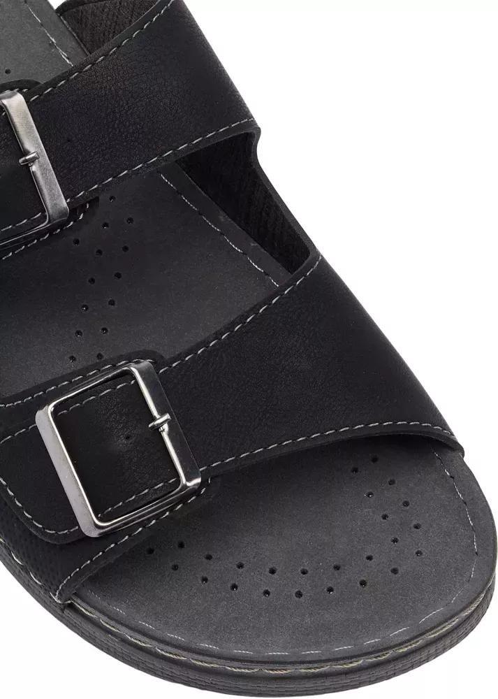 Black Solid Adjustable Slippers, , large image number 3