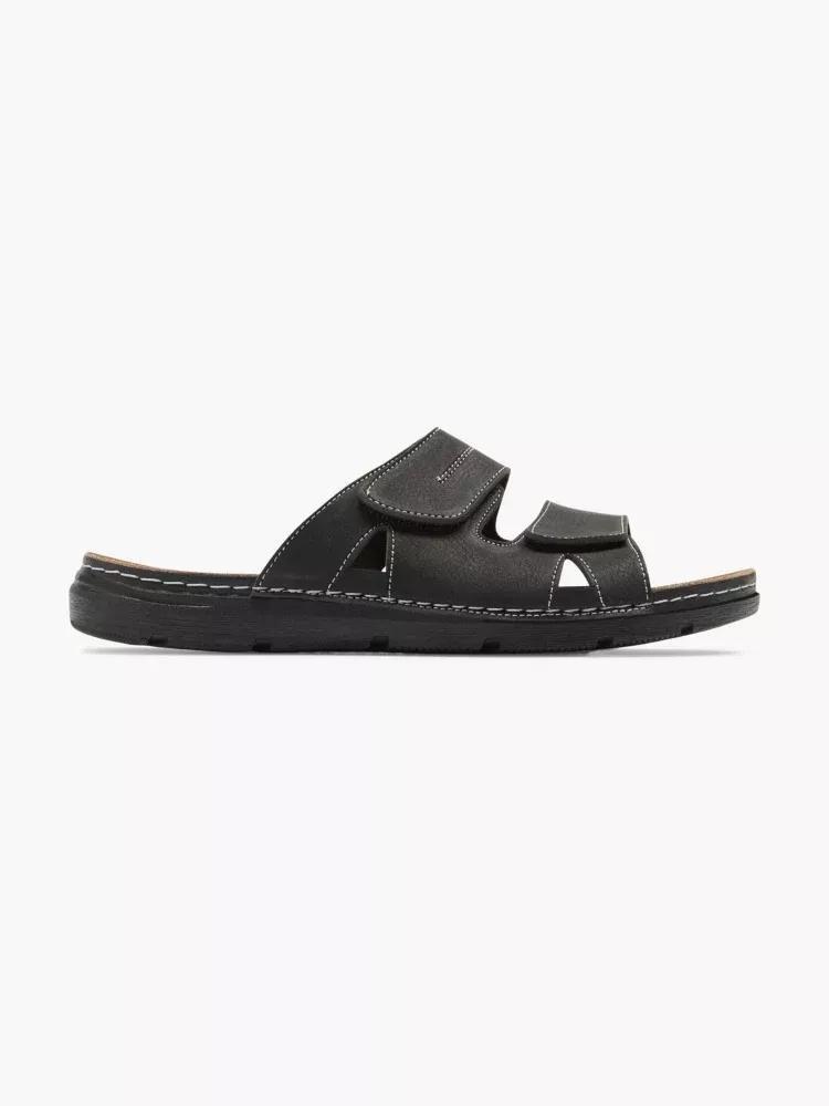 Black Leather Open Toe Mules, , large image number 0