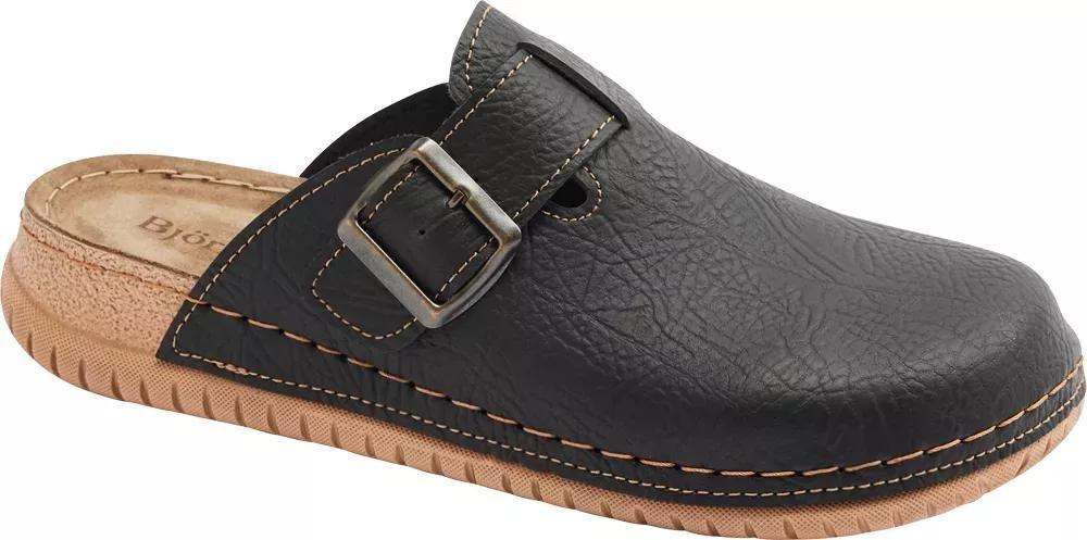 Black Leather Closed Toe Slippers, , large image number 1