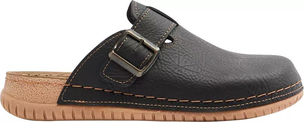 Black Leather Closed Toe Slippers, , large image number 2