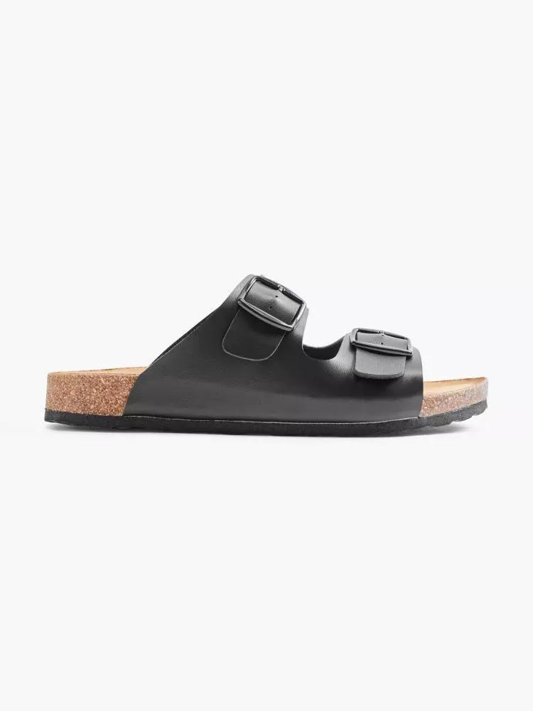 Black Buckle Detail Mules, , large image number 0
