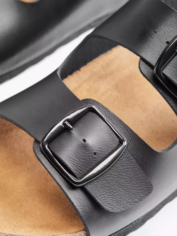 Black Buckle Detail Mules, , large image number 4