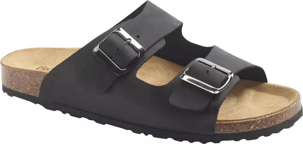 Black Leather Mules With Belts Details, , large image number 1