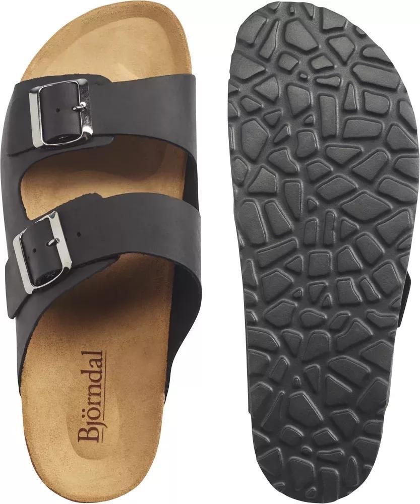 Black Leather Mules With Belts Details, , large image number 4