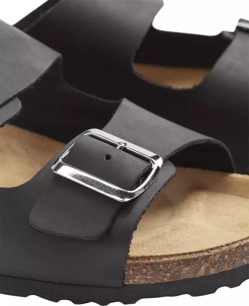 Black Leather Mules With Belts Details, , large image number 6