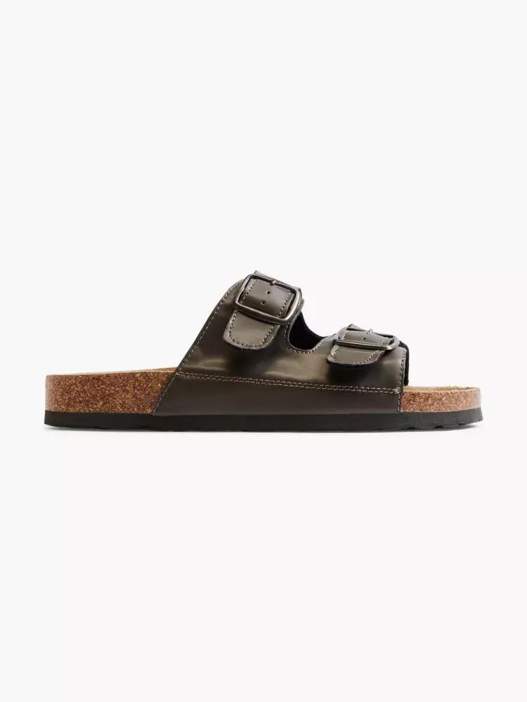 Brown Buckle Detail Mules, , large image number 0