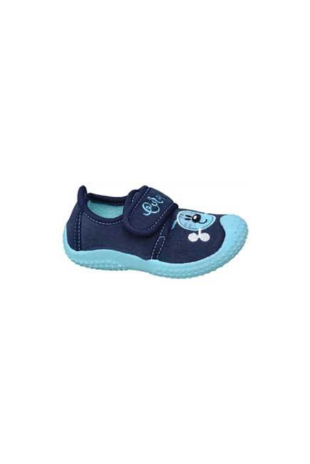 Navy Blue Banded Sneakers With Front Print, Kids Boy, , large image number 0