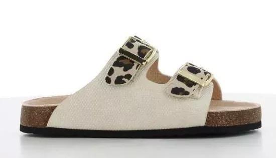 Beige Leopard Print Slides, , large image number 1