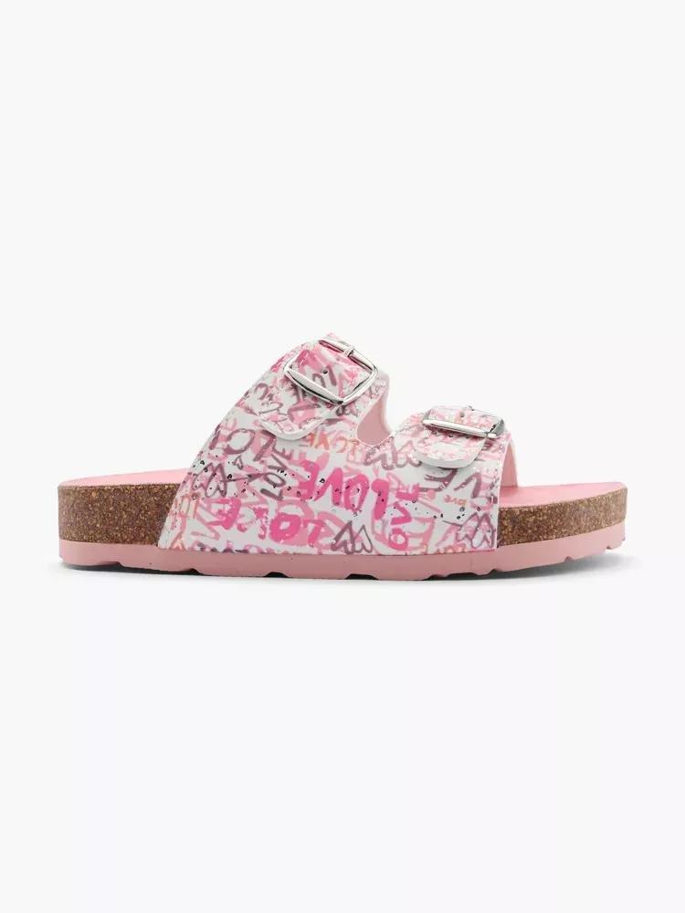 Pink Buckle Details Slippers, Kids Girls, , large image number 0