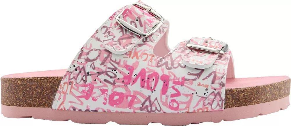 Pink Buckle Details Slippers, Kids Girls, , large image number 1