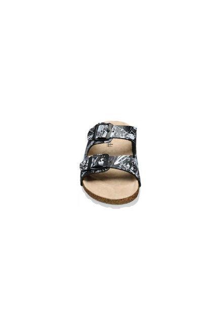 Black Patterned Slide Sandals, Kids Boys, , large image number 3