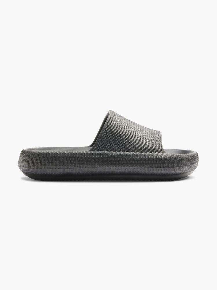 Black Flat Form Slippers, , large image number 0