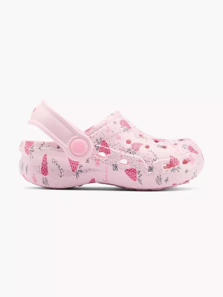Pink Printed Clogs Floral Lightweight, Kids Girls, , large image number 0