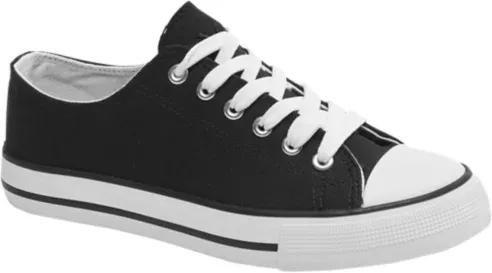Black Lace-Up Canvas Shoes, , large image number 0