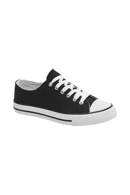 Black Lace-Up Canvas Shoes, , large image number 1