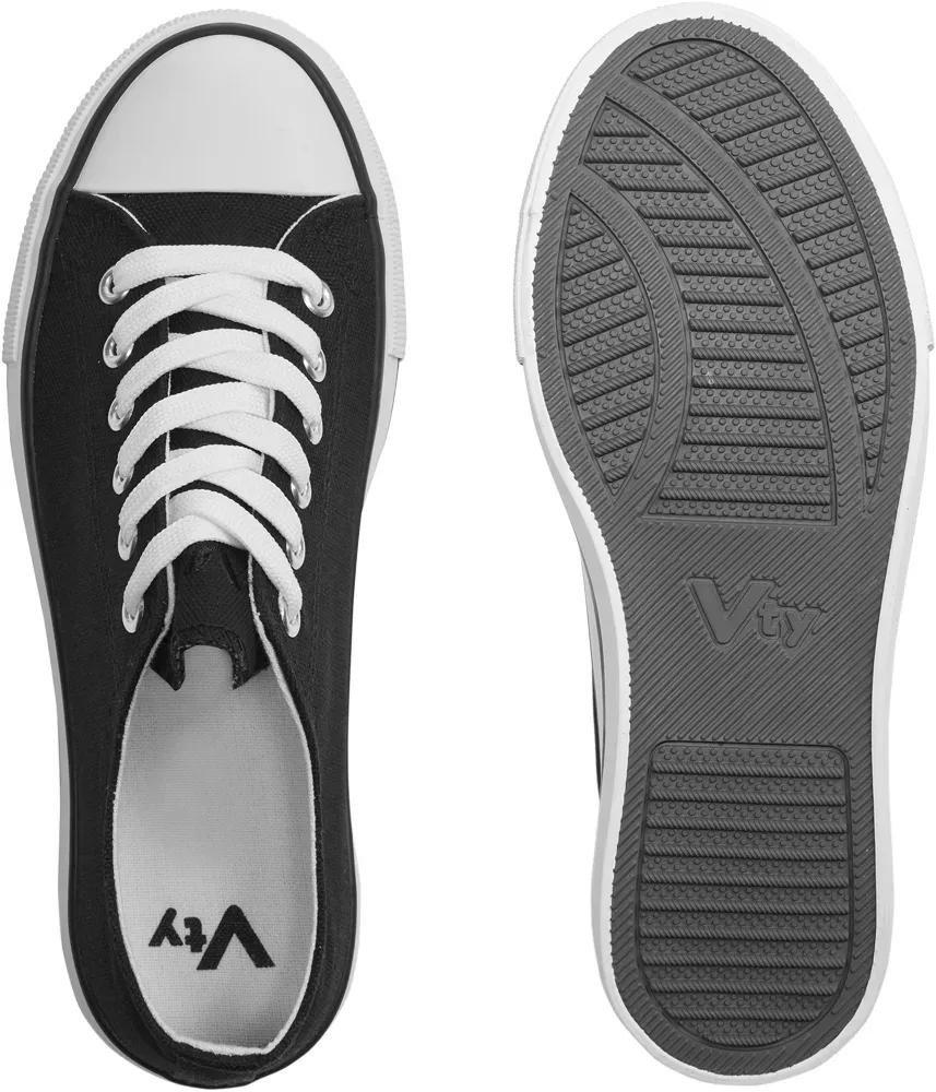 Black Lace-Up Canvas Shoes, , large image number 3